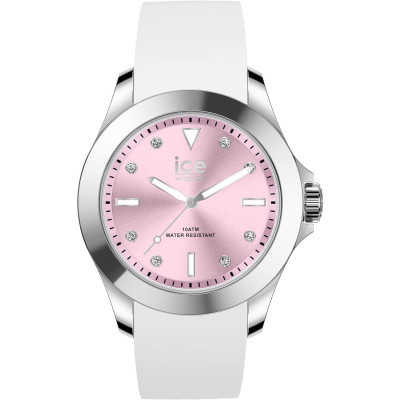 Ice Watch® Analog 'Ice Steel - Classic - White Pastel Pink' Damen Uhr (Medium) 020382