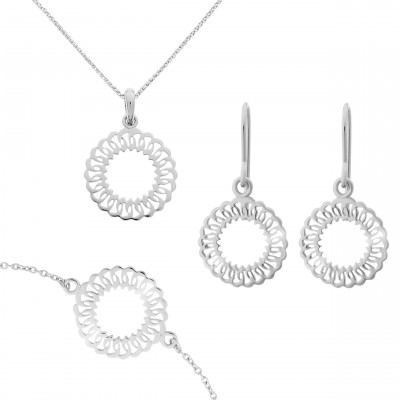 Orphelia® 'Amada' Damen Sterling Silber Set: Bracelet + Earrings + Necklace - Silber SET-7075