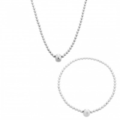 Orphelia® 'Faye' Damen Sterling Silber Set: Bracelet + Necklace - Silber SET-7157