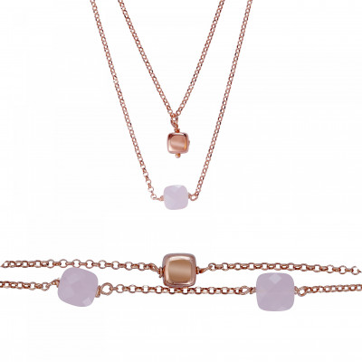 Orphelia® 'Joelle' Damen Sterling Silber Set: Bracelet + Necklace - Rosé SET-7432