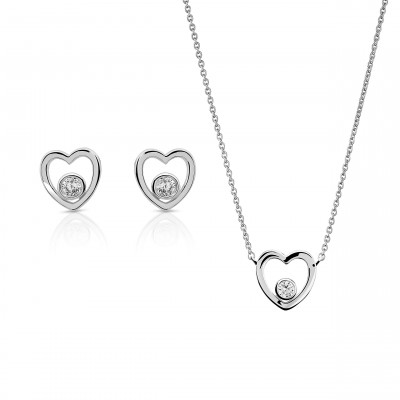 Orphelia® 'Mila' Damen Sterling Silber Set: Necklace + Earrings - Silber SET-7484