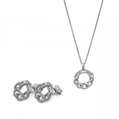 Orphelia® 'Estelle' Damen Sterling Silber Set: Halskette-Anhanger + Ohrringe - Silber SET-7516