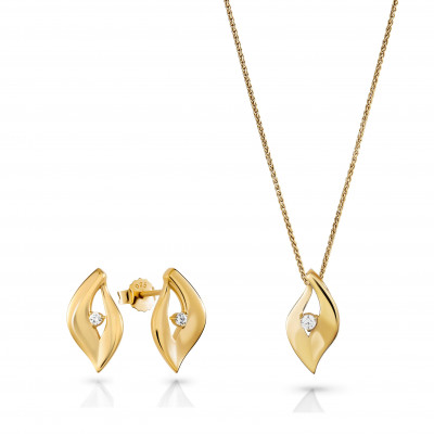 Orphelia® 'Milan' Damen Sterling Silber Set: Halskette-Anhanger + Ohrringe - Gold SET-7519/G
