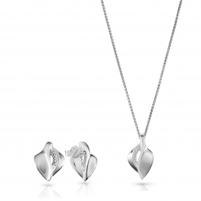 Orphelia® 'Anet' Damen Sterling Silber Set: Halskette-Anhanger + Ohrringe - Silber SET-7520