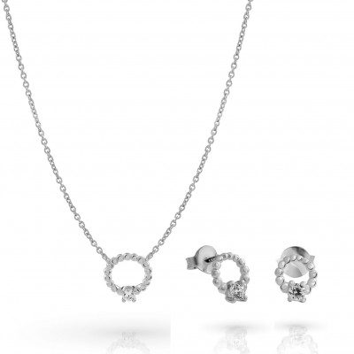 Orphelia® 'Premium' Damen Sterling Silber Set: Necklace + Earrings - Silber SET-7562