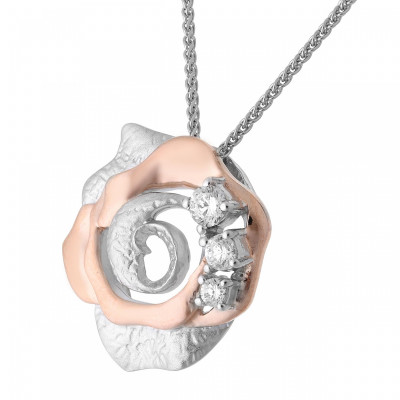 Orphelia® 'Ivory' Damen Sterling Silber Halskette mit Anhänger - Silber/Rosa ZH-7091/1