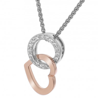 Orphelia® 'Ely' Damen Sterling Silber Halskette mit Anhänger - Silber/Rosa ZH-7286