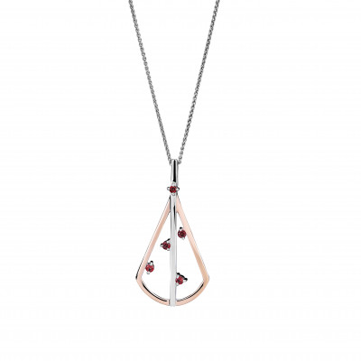 Orphelia® 'Sacha' Damen Sterling Silber Halskette mit Anhänger - Silber/Rosa ZH-7496