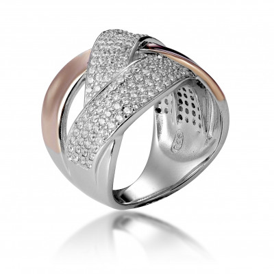 Orphelia® Damen Sterling Silber Ring - Silber/Rosa ZR-7445