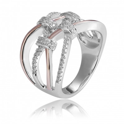 Orphelia® Damen Sterling Silber Ring - Silber/Rosa ZR-7450