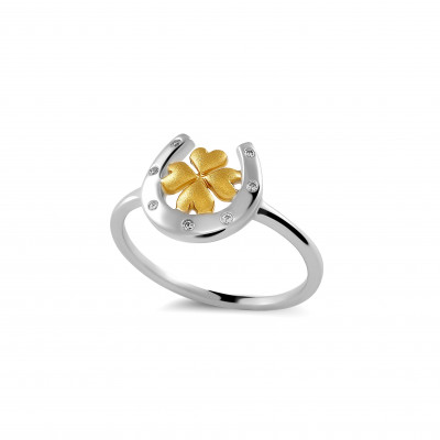Orphelia® 'Signature' Damen Sterling Silber Ring - Silber/Gold ZR-7517