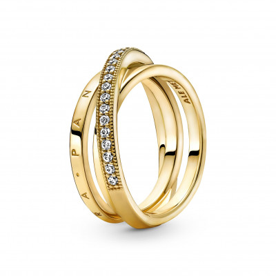 Pandora® 'Crossover Pavé' Damen Verchromtem Metall Ring - Gold 169057C01