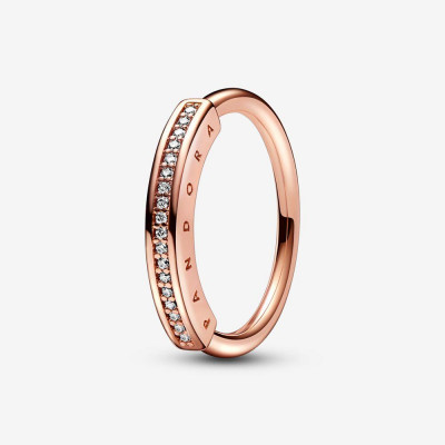 Pandora® 'Pandora Signature' Damen's Verchromtem Metall Ring - Rosé 182283C01
