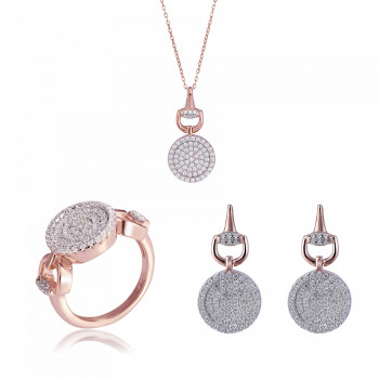 Orphelia® 'Alisia' Damen Sterling Silber Set: Necklace + Earrings + Ring - Rosé SET-7420