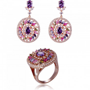 Orphelia® 'Enya ' Damen Sterling Silber Set: Earrings + Ring - Rosé SET-7428/RG