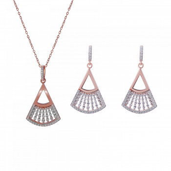 Orphelia® 'Carina' Damen Sterling Silber Set: Necklace + Earrings - Rosé SET-7436