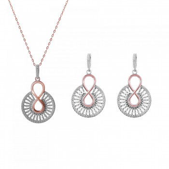Orphelia® 'Frida' Damen Sterling Silber Set: Necklace + Earrings - Rosé SET-7437