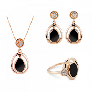 Orphelia® 'Alda' Damen Sterling Silber Set: Necklace + Earrings + Ring - Rosé SET-7470