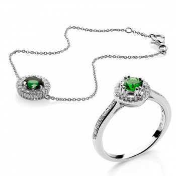 Orphelia® 'Kaia' Damen Sterling Silber Set: Bracelet + Ring - Silber SET-7477/EM