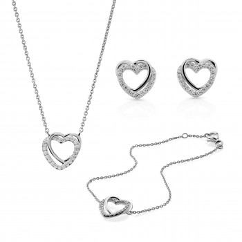 Orphelia® 'Ariana' Damen Sterling Silber Set: Bracelet + Earrings + Necklace - Silber SET-7482