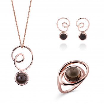 Orphelia® 'Eugenia' Damen Sterling Silber Set: Necklace + Earrings + Ring - Rosé SET-7495