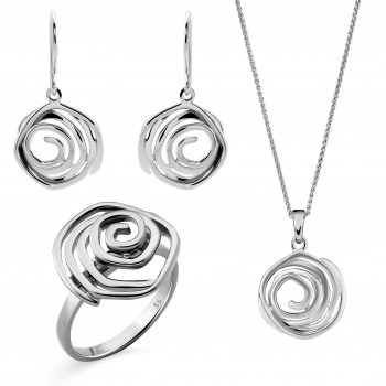 Orphelia® 'Apolline' Damen Sterling Silber Set: Necklace + Earrings + Ring - Silber SET-7500