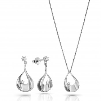 Orphelia® 'Etoile' Damen Sterling Silber Set: Halskette-Anhanger + Ohrringe - Silber SET-7524