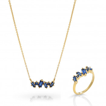 Orphelia® 'Novel' Damen Sterling Silber Set: Necklace + Ring - Gold SET-7534