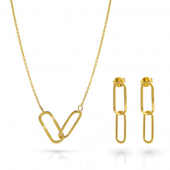 Orphelia® 'Rose' Damen Sterling Silber Set: Necklace + Earrings - Gold SET-7561/G
