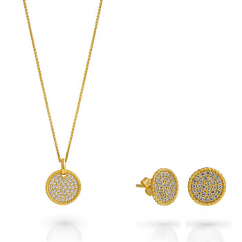 Orphelia® 'Bella' Damen Sterling Silber Set: Necklace + Earrings - Gold SET-7565/G