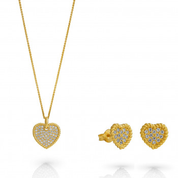 Orphelia® 'Elite' Damen Sterling Silber Set: Necklace + Earrings - Gold SET-7566/G