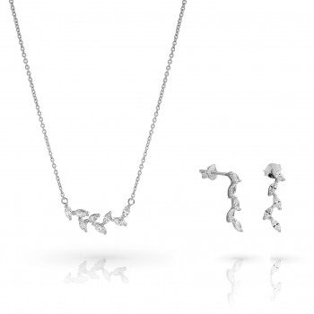 Orphelia® 'Charlene' Damen Sterling Silber Set: Necklace + Earrings - Silber SET-7568