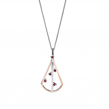 Orphelia® 'Sacha' Damen Sterling Silber Halskette mit Anhänger - Silber/Rosa ZH-7496