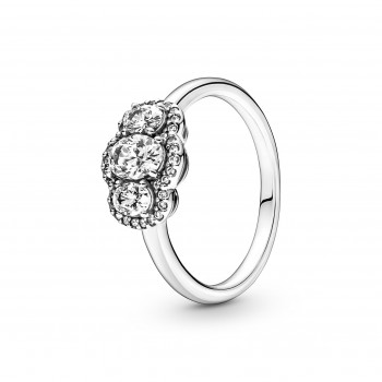 Pandora® 'Three Stone Vintage' Damen Sterling Silber Ring - Silber 190049C01