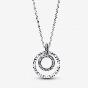 Pandora® 'Pandora Signature' Damen's Sterling Silber Halskette mit Anhänger - Silber 392308C01-50