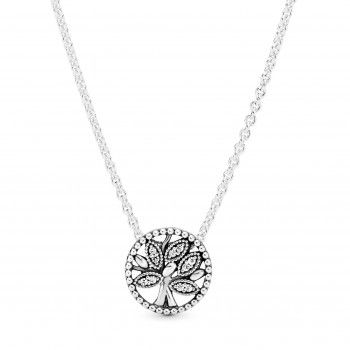 Pandora® 'Family Tree' Damen Sterling Silber Halskette mit Anhänger - Silber 397780CZ-45