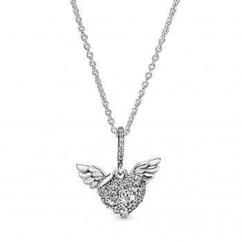Pandora® 'Angel Wings' Damen Sterling Silber Halskette mit Anhänger - Silber 398505C01-45