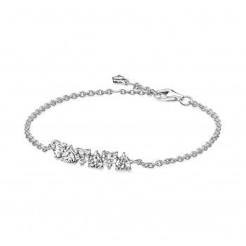 Pandora® 'Double Heart Sparkling' Damen Sterling Silber Armbänd - Silber 591162C01-16