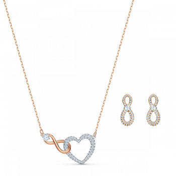Swarovski® 'Swarovski Infinity' Damen Verchromtem Metall Set: Necklace + Earrings - Silber/Rosa 5521040