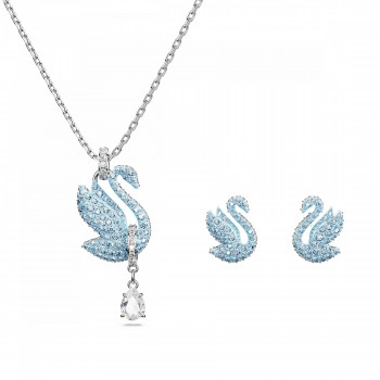 Swarovski® 'Iconic Swan' Damen Metall Set: Necklace + Earrings - Silber 5660597