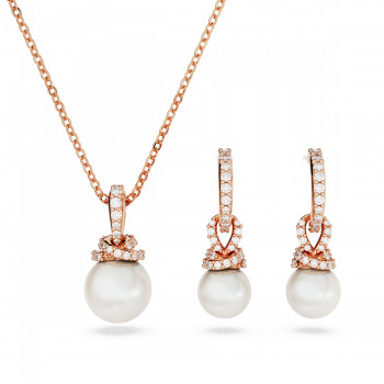 Swarovski® 'Originally' Damen Verchromtem Metall Set: Necklace + Earrings - Rosé 5672835