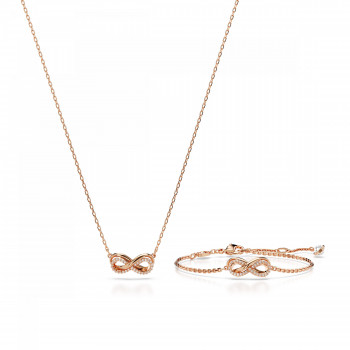 Swarovski® 'Hyperbola' Damen Verchromtem Metall Set: Bracelet + Necklace - Rosé 5682483