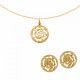 Orphelia® 'Fiore' Damen Sterling Silber Set: Halskette-Anhanger + Ohrringe - Gold SET-7079/2