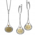 Orphelia® 'Felicia' Damen Sterling Silber Set: Halskette-Anhanger + Ohrringe - Silber SET-7046