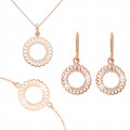 Orphelia® 'Amada' Damen Sterling Silber Set: Bracelet + Earrings + Necklace - Rosé SET-7075/1