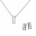 Orphelia® 'Lova' Damen Sterling Silber Set: Halskette-Anhanger + Ohrringe - Silber/Rosa SET-7093