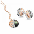 Orphelia® 'Unari' Damen Sterling Silber Set: Halskette-Anhanger + Ohrringe - Silber/Rosa SET-7112