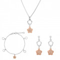 Orphelia® 'Nixie' Damen Sterling Silber Set: Halskette + Armband + Ohrringe - Silber/Rosa SET-7377