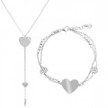 Orphelia® 'Heart' Damen Sterling Silber Set: Halskette + Armband - Silber SET-7384