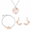 Orphelia® 'Maliya' Damen Sterling Silber Set: Halskette + Armband + Ohrringe - Silber/Rosa SET-7388